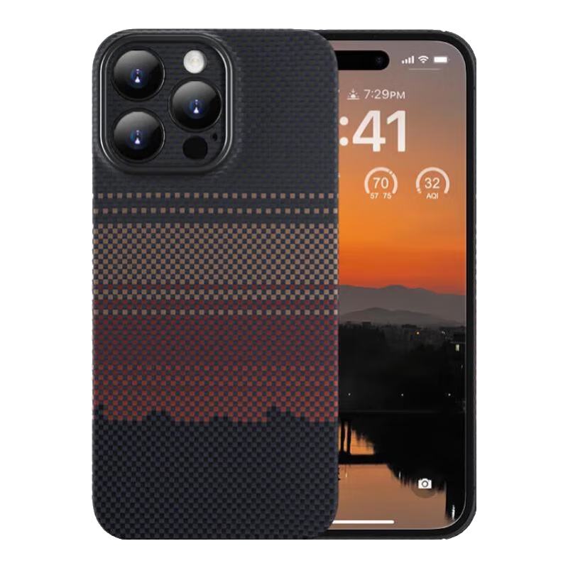 麦麦米适用iPhone 16 Pro手机壳 磁吸凯夫拉城市余晖创意编织轻奢贵族 苹果16pro壳防摔保护套