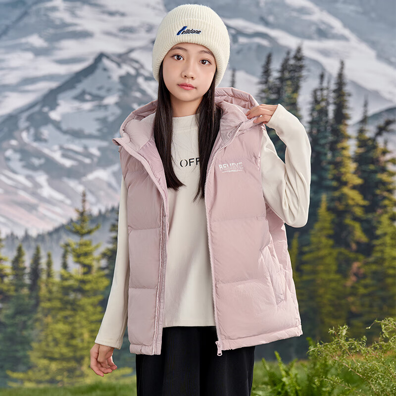 雅鹿雅鹿2025新款儿童羽绒马甲男童女童中大童加厚背心外穿秋冬季坎肩 粉红色 120 120cm