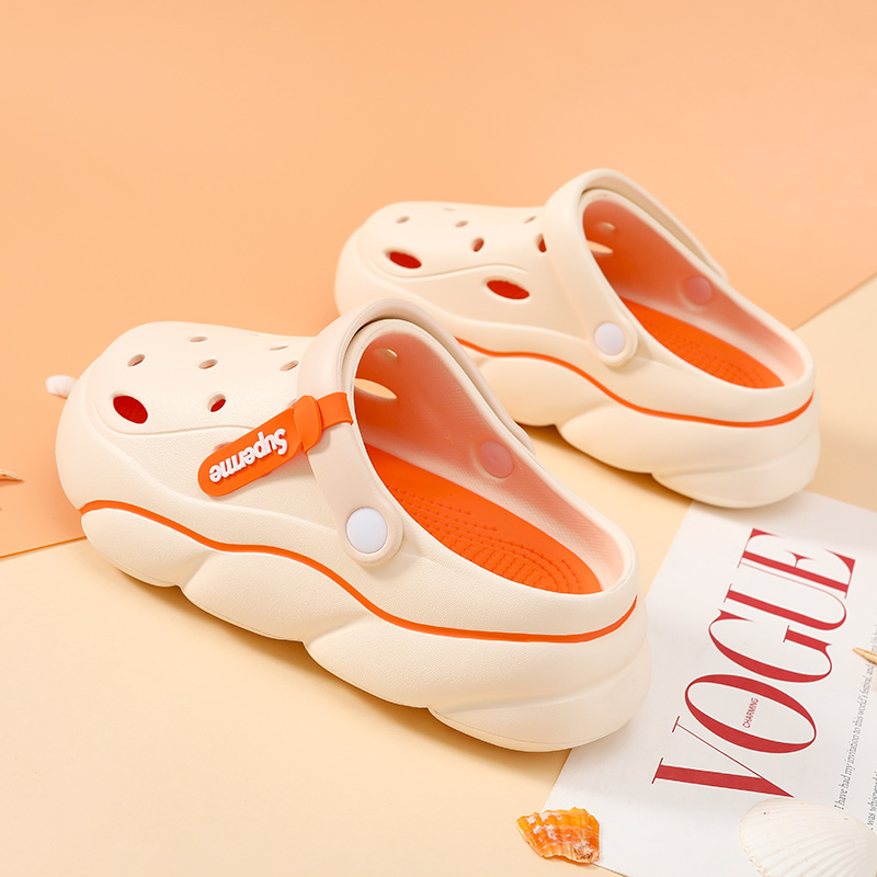 灵犀牛动感cross洞洞鞋女夏季外穿软底包头休闲沙滩鞋凉鞋女厚底两穿