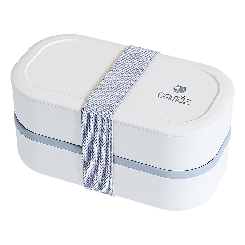 昌木子（CAMUZ）【支持印logo竹纖維便當(dāng)盒日式雙層飯盒可微波爐 白色飯盒 單個(gè)飯盒