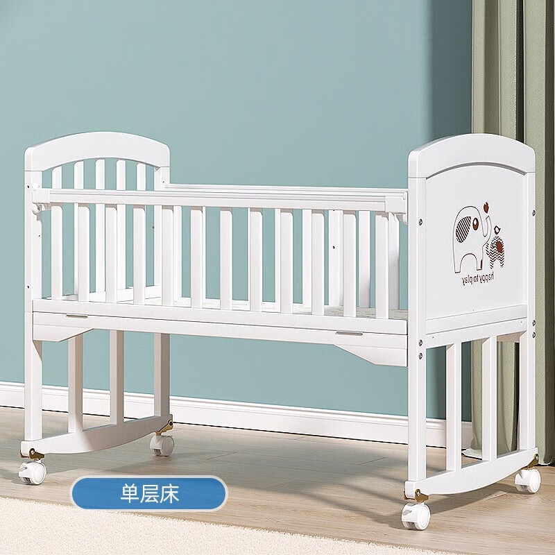 愛里奇嬰兒床可移動(dòng)拼接大床實(shí)木歐式多功能新生兒童寶寶搖籃床 小床