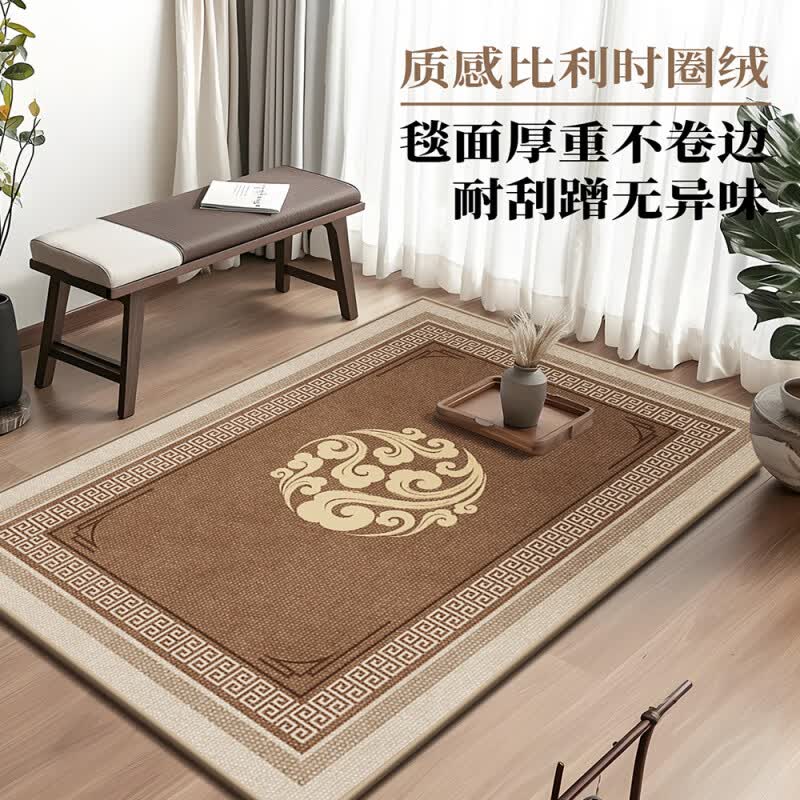 DEATKN德国地垫入户门垫高级感家用门口脚垫2026新款中式进门玄关可裁剪 祥锦-私享定制 80cm*100cm 【防污耐脏/比利时绒】
