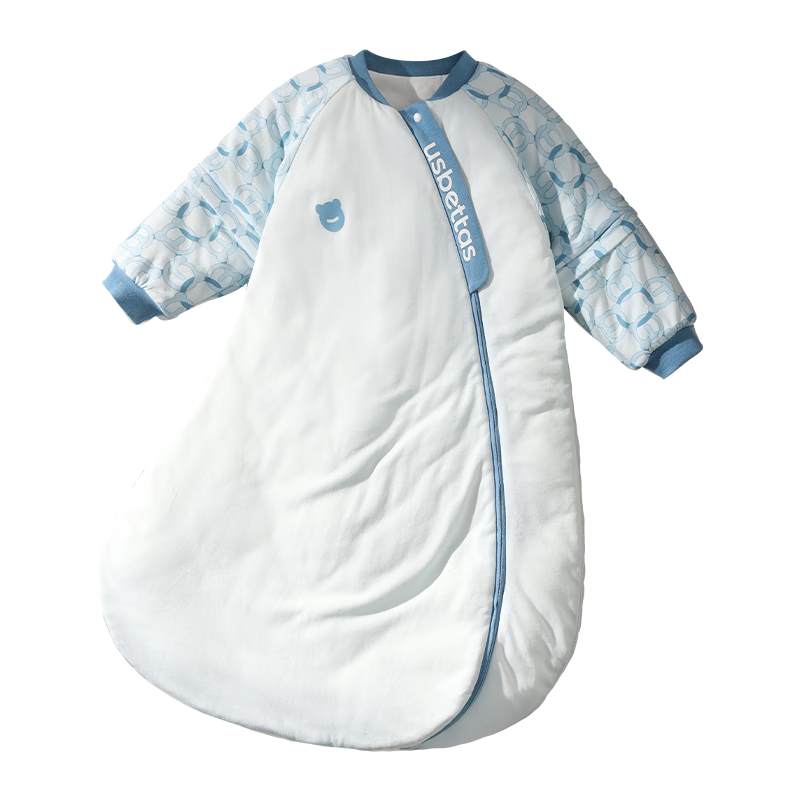 贝肽斯婴儿睡袋胎脂皮恒温儿童一体睡袋婴幼儿防踢被四季双层 贝羽蓝S