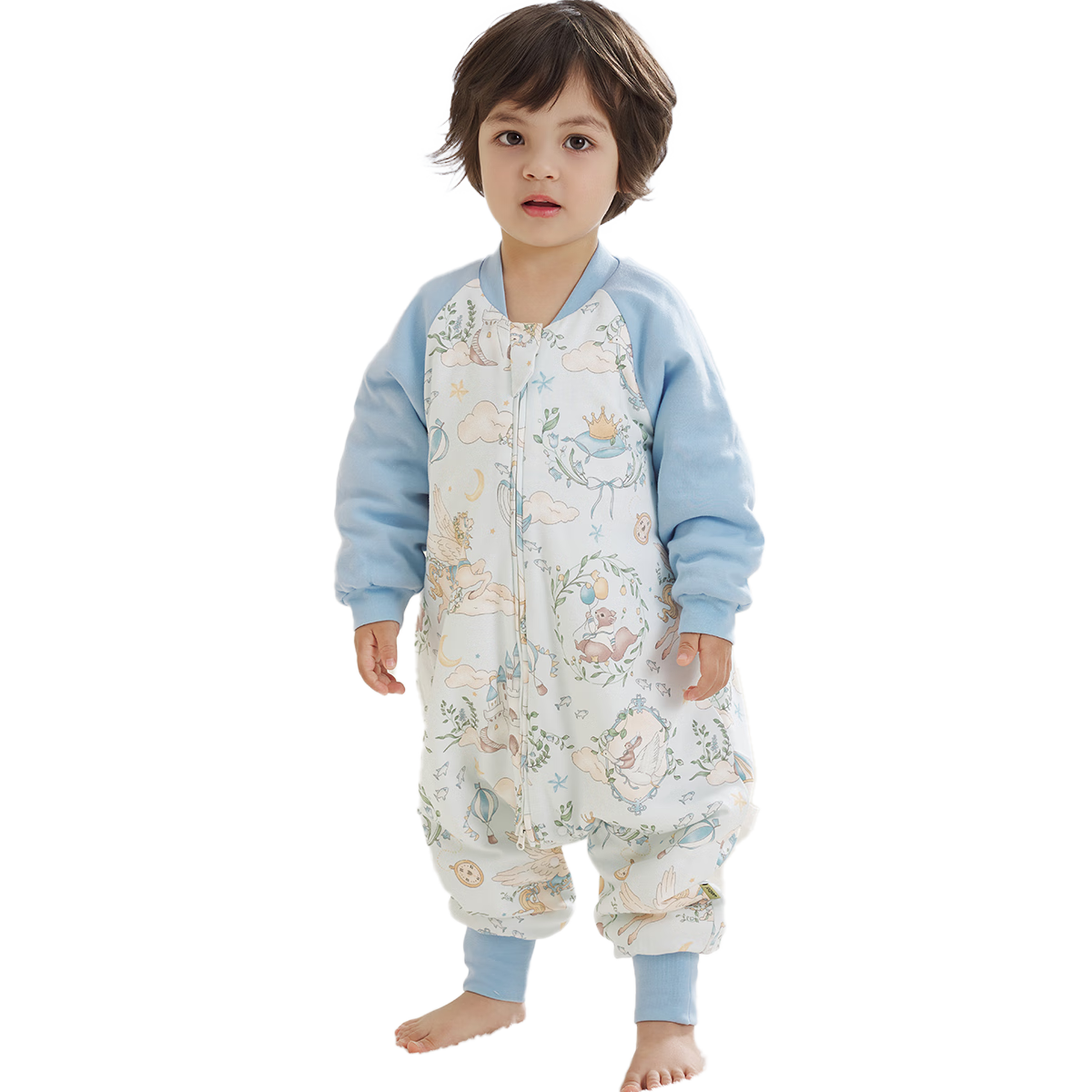 威尔贝鲁（WELLBER）恒温睡袋婴幼儿1-3岁竹棉睡衣秋冬儿童宝宝防踢被子薄夹棉 梦境M