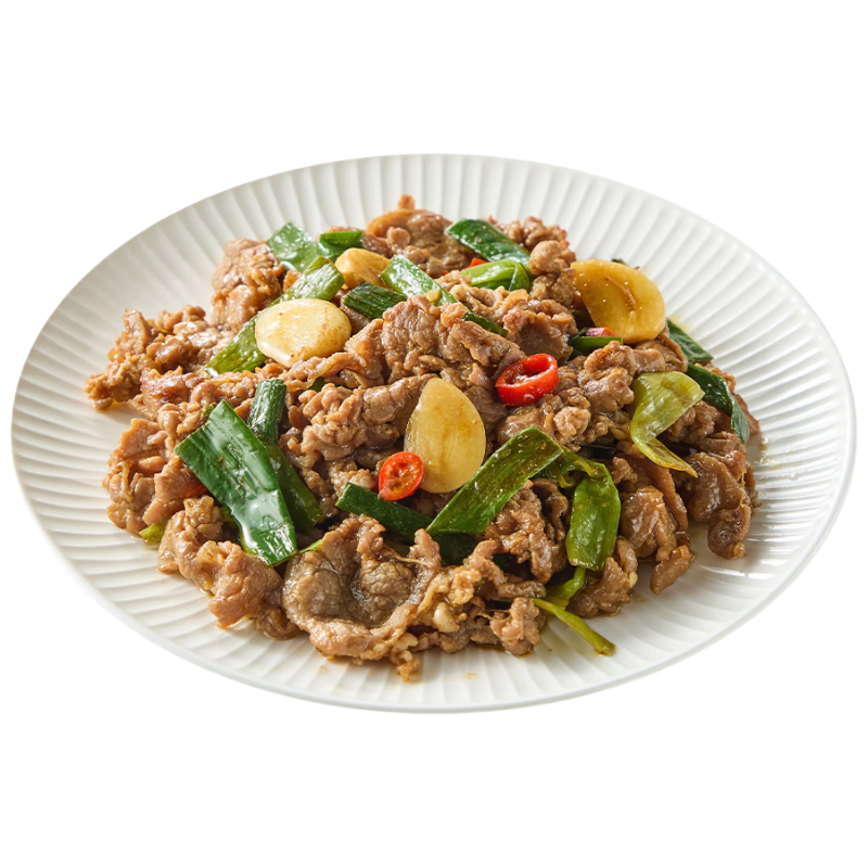 富杰嫩牛肉片配青蒜450g 3袋 生鲜小炒黄牛肉火锅烧烤食材预制菜蒜