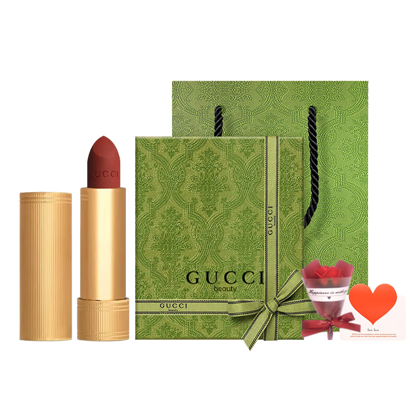 古驰（GUCCI） 口红绒雾哑光208碎花丝润套装唇釉505217生日礼物圣诞礼物送女生 【热卖】绒雾口红 505#意式红棕