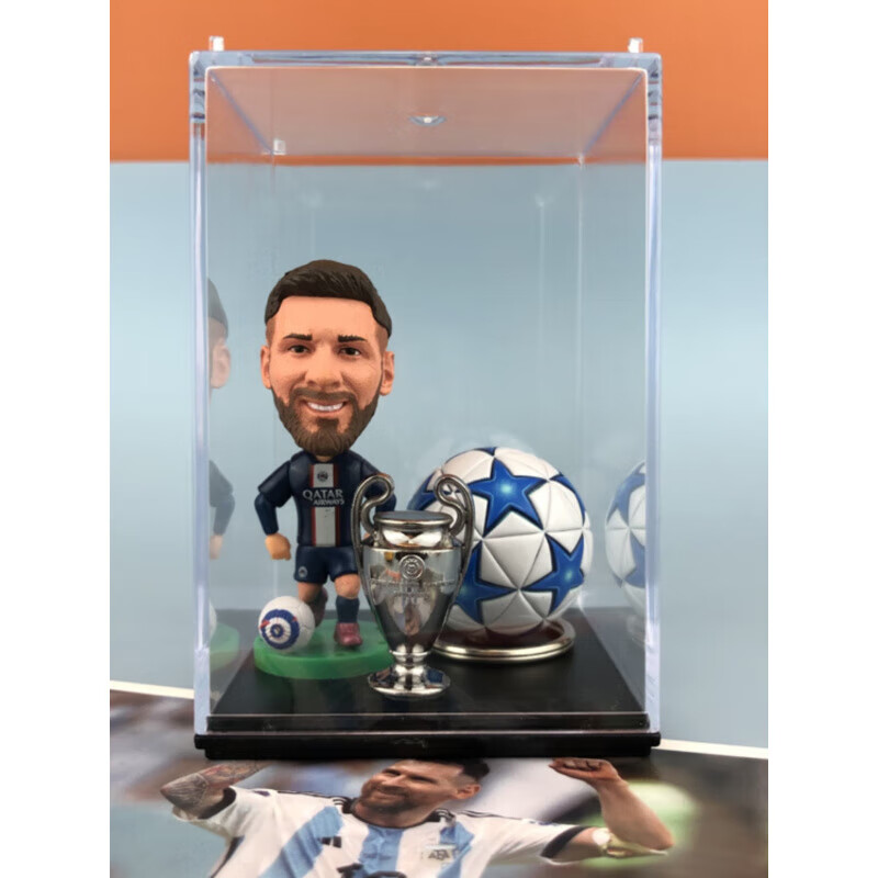 梦京鱼足球礼物送男生礼盒哈兰德梅西C罗姆巴佩玩偶摆件励志纪念品 因扎吉+欧冠杯+足球+展示盒