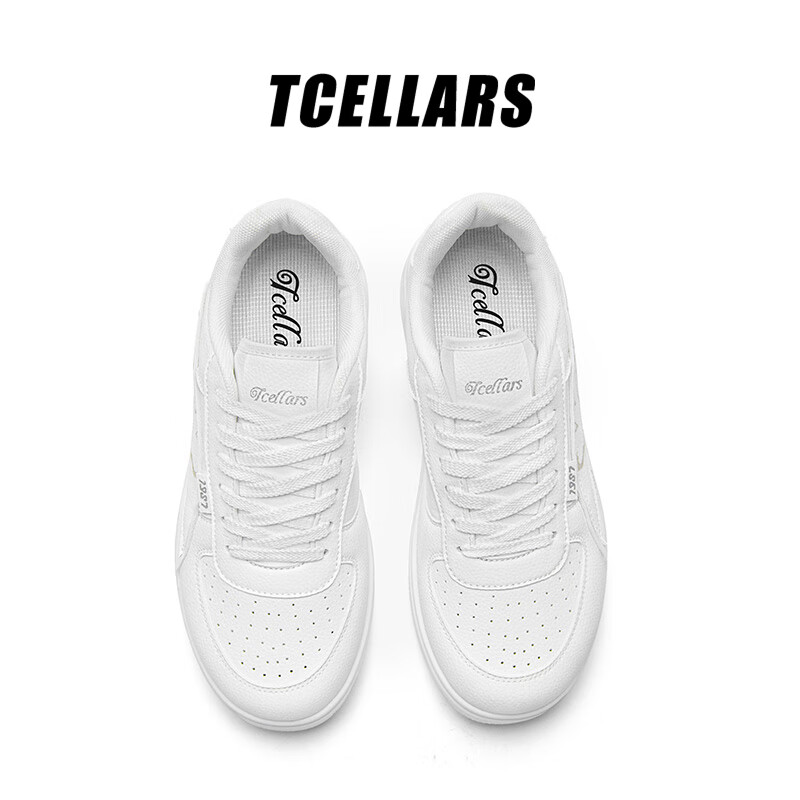 Tcellars男鞋秋季2025新款低帮厚底板鞋男士透气舒适运动休闲鞋子男款潮鞋 象牙白 43