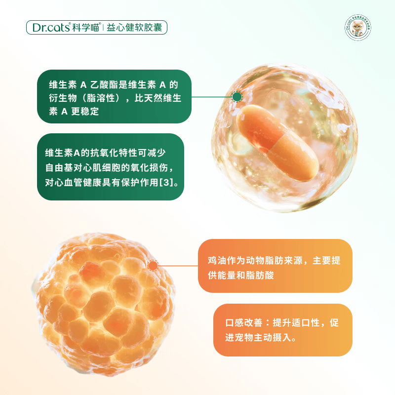 科学喵Dr.cats益心健含牛磺酸 L-肉碱心添动力 含牛磺酸 益心健90粒+活力宝7粒+冰箱贴盲盒+宠物湿巾