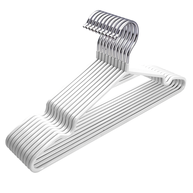 初舍（CHUSHE）衣架家用宿舍挂衣用加粗防滑肩角晾晒衣服撑干湿两用奶油白10个装
