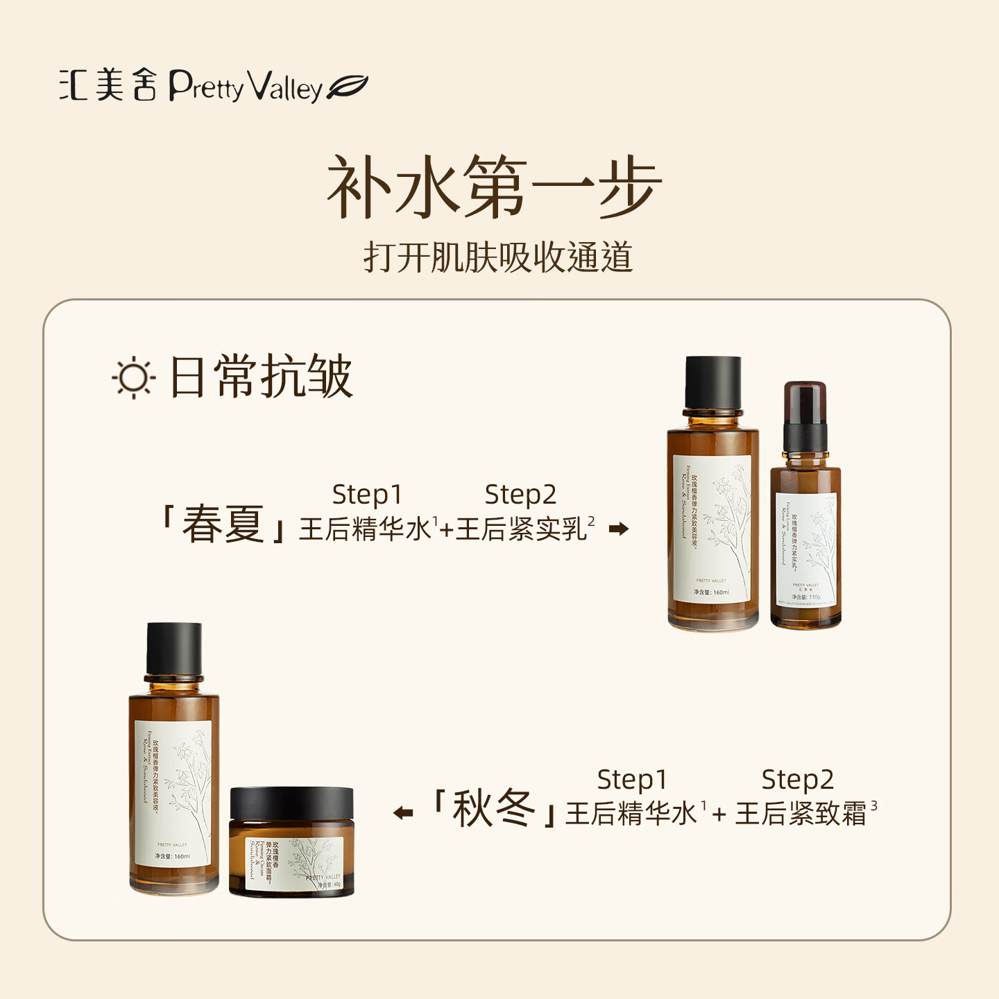 汇美舍玫瑰檀香弹力紧致美容液 保湿抗皱紧致肌肤抗初老精华水 160ml