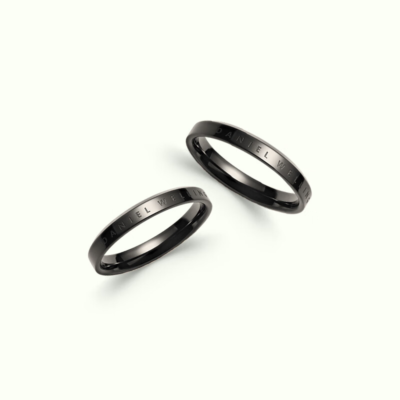 丹尼尔惠灵顿（DanielWellington）dw戒指女 时尚经典银色情侣戒指 表白生日礼物送女友送男友 耀目黑一对【