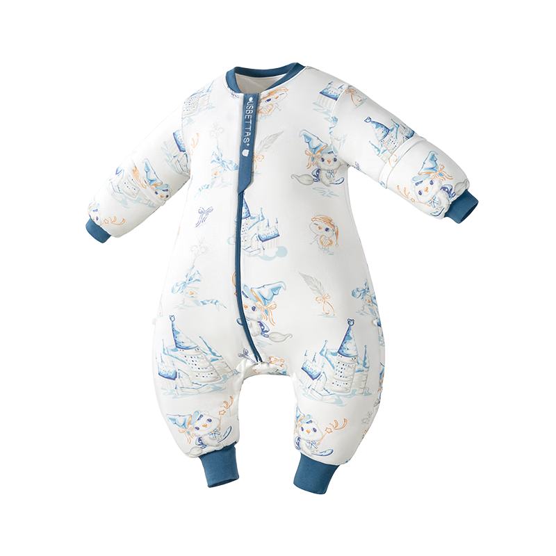 貝肽斯嬰兒睡袋春秋款恒溫分腿防驚跳兒童連體睡衣寶寶防踢被保暖睡袋 云夢(mèng)星舟【春秋雙層 20-26℃】發(fā)熱恒溫 M碼【適合身高80-95cm】年齡15個(gè)月-2歲