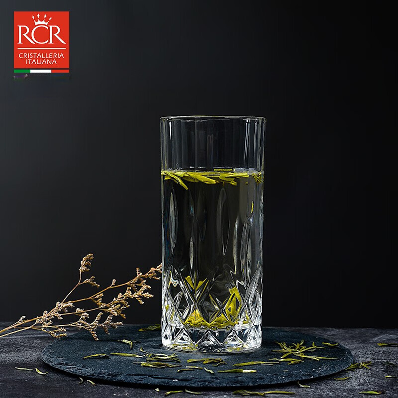 RCR意大利进口高身水晶玻璃水杯家用绿茶龙井茶杯办公室果汁杯泡茶杯 【傲柏】350ml水晶玻璃杯 6只