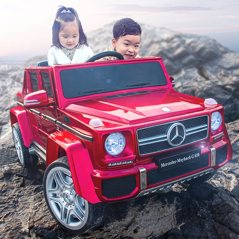 孩儿乖奔驰大G儿童电动越野车可坐大人双人带遥控可驾驶载人礼物玩具车 烤漆白四驱+自驾+皮座+全功能