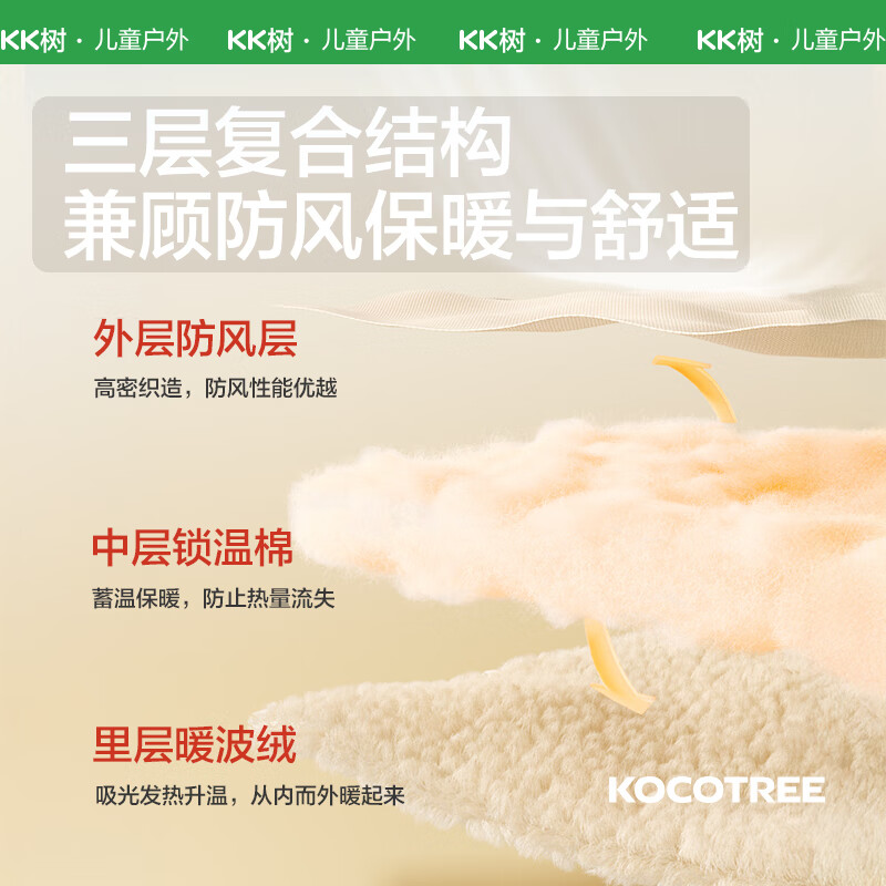 KocotreeKK树儿童手套秋冬季男童女孩宝宝翻盖全指小学生专用加厚冬天保暖 星夜蓝 均码：1-5岁