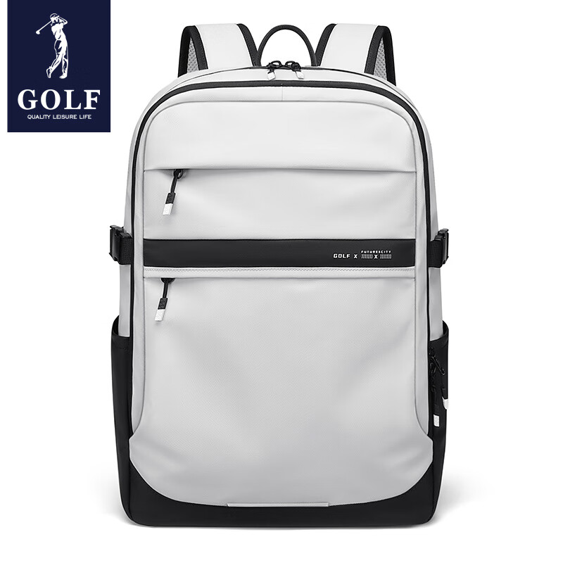 高尔夫（GOLF）双肩包男士运动背包女休闲旅行学生书包防泼水通勤出游背包【Q】 款式5-白色