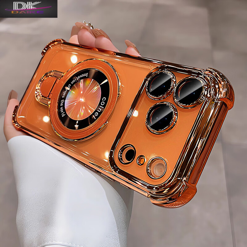 呆壳磁吸支架【四角气囊】星宇橙适用苹果17promax手机壳iphone17pro新款16高级15pm镜头全包14防摔套 【星宇橙】U盾长支架 气囊防摔 iPhone 17 Pro Max