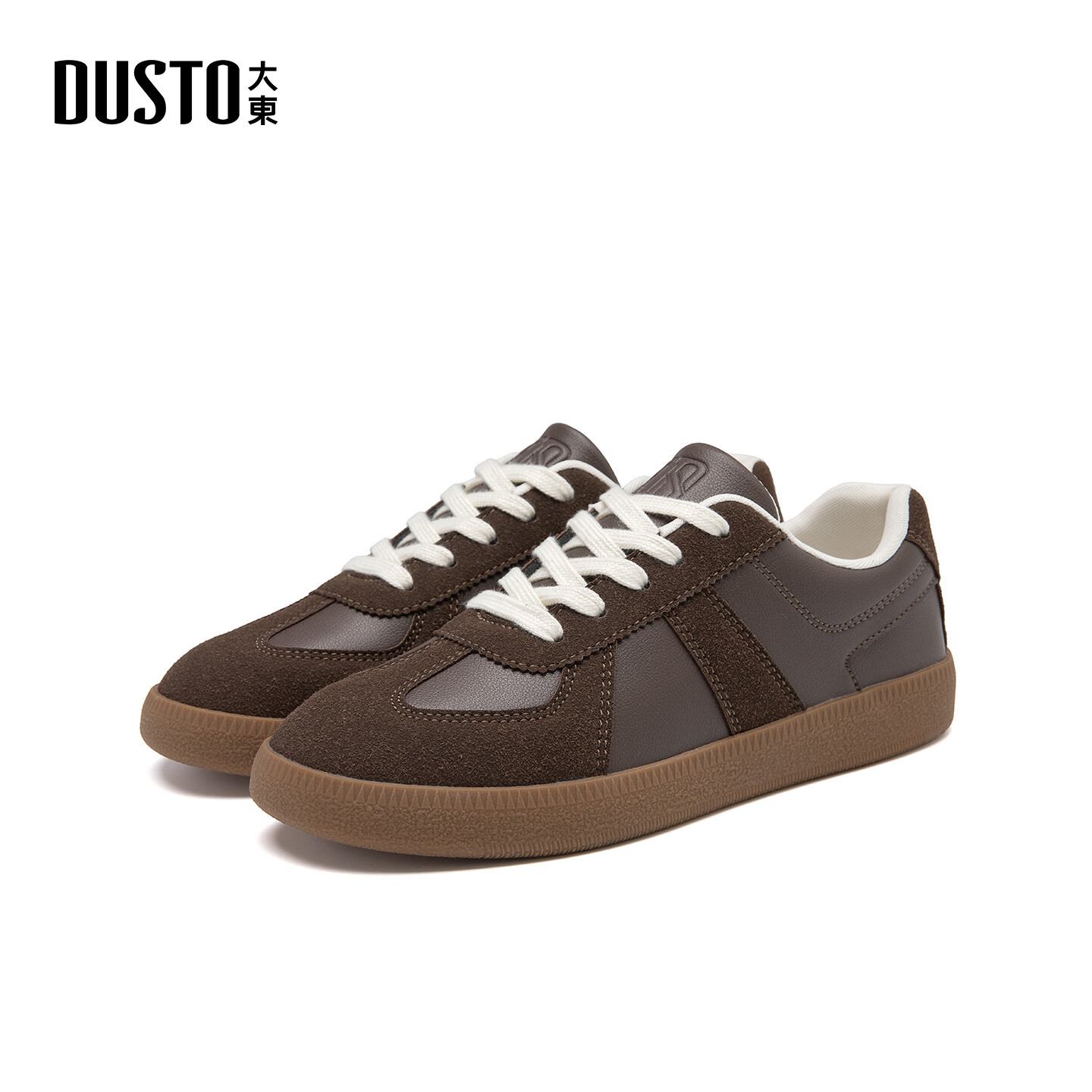 大东百搭德训鞋女鞋2025年秋季新款爆款厚底平底低跟拼接板鞋7745A 咖啡色 35