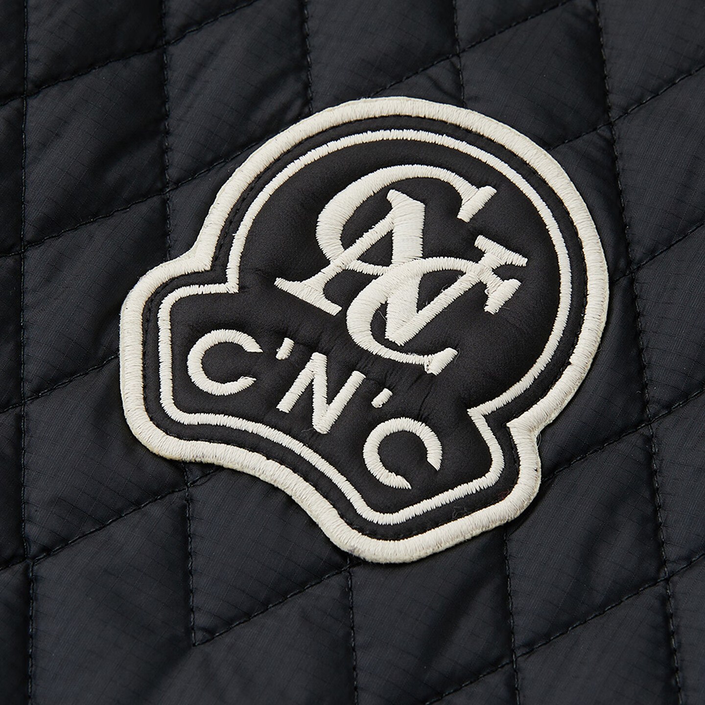 C'N'C【奢侈品衣服】CNC25新款刺绣logo翻领菱格短款棉服夹克外套男 黑色 54 /XL/(185/100A)