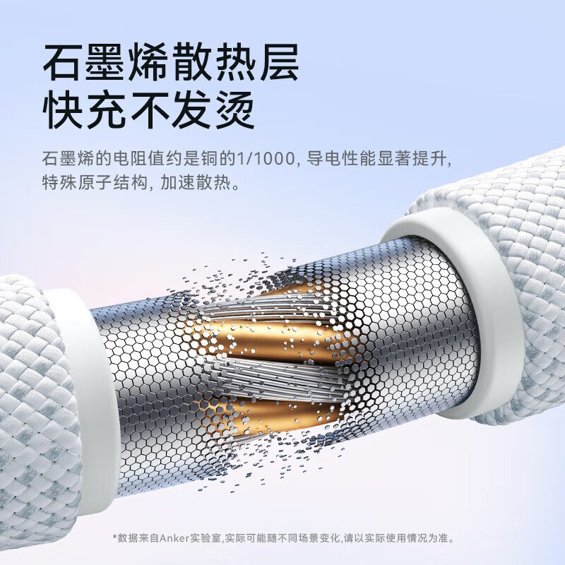 ANKER安克充电线【苹果17/ iPhone16】140W双type-c抗脏线充电器PD快充USB-IF认证适用华为vivo平板电脑 【皓月白】140W低温快充 | 首款抗脏线 1.8m