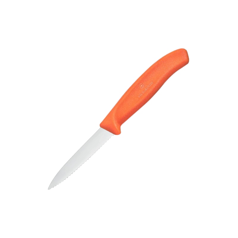 維氏（VICTORINOX）瑞士維氏原裝水果刀鋸齒尖頭家用鋒利不銹鋼多用削皮刀 桔色