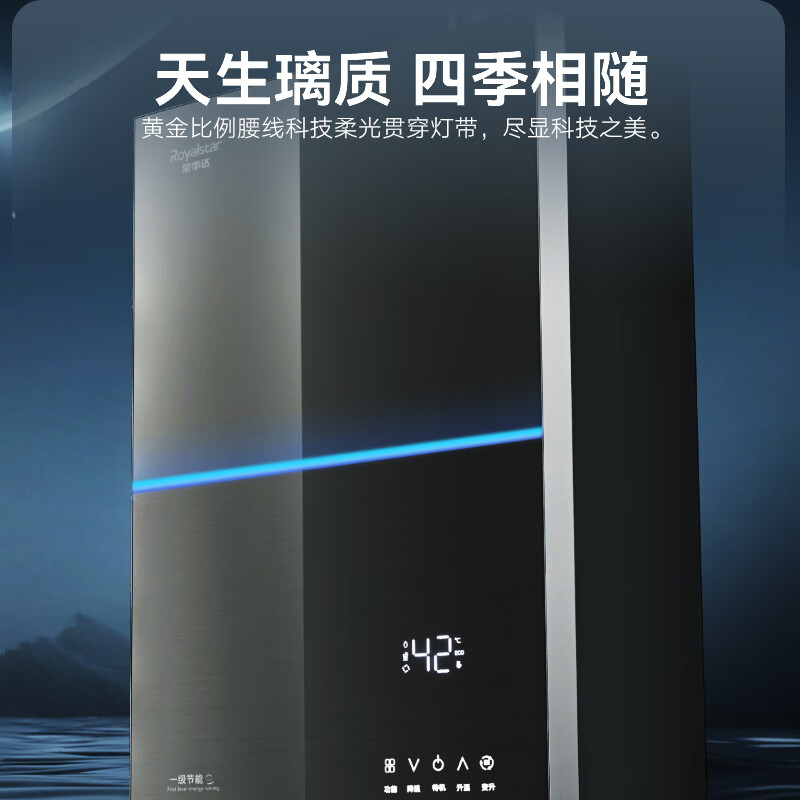 荣事达【免费上门安装】燃气热水器一级能效家用冷凝式 智能四分段燃烧恒温 星空灰钢化玻璃 天然气款 16L 【超一级能效】冷凝节能+净水浴+四分段燃烧