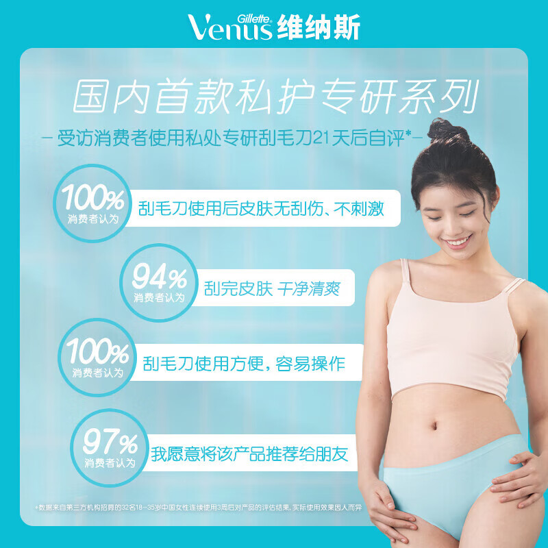 维纳斯刮毛刀 脱毛刀 腋毛剃毛器 私处脱毛刀 女士专用 价格保护 【专研刀头】2刀头