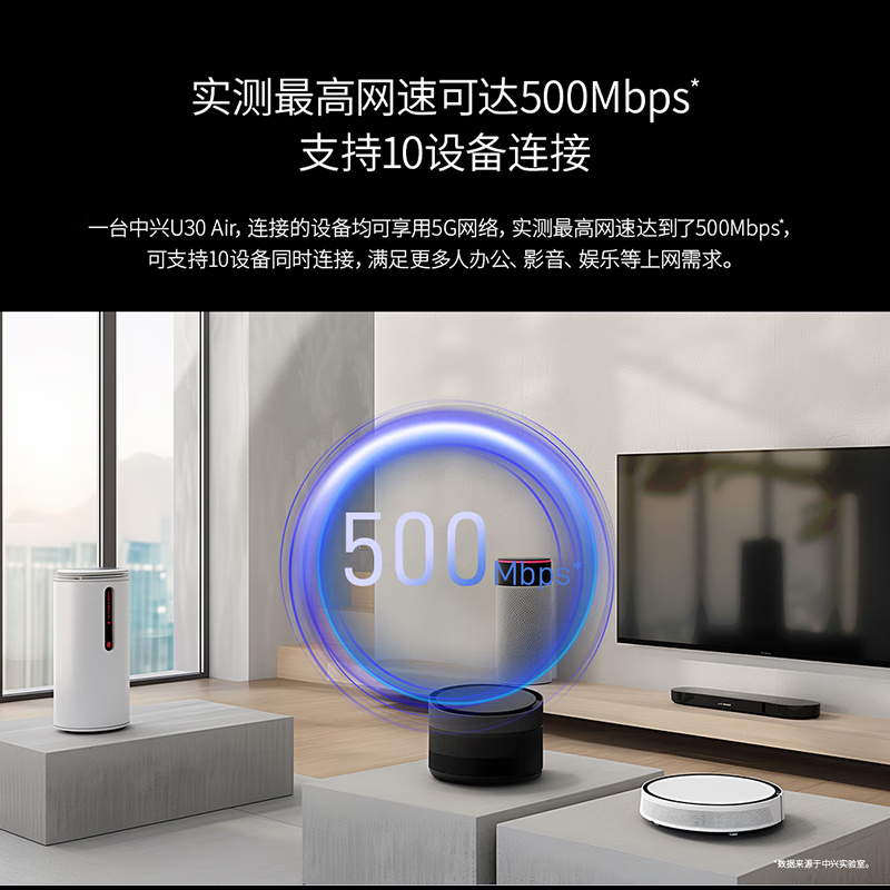 中兴U30Air/U30Pro5G移动随身WiFi6免插卡2025款移动电信无限制无线便捷式路由器NFC一碰宿舍直播车载 U30air航天版-5G双网867M-NFC连接