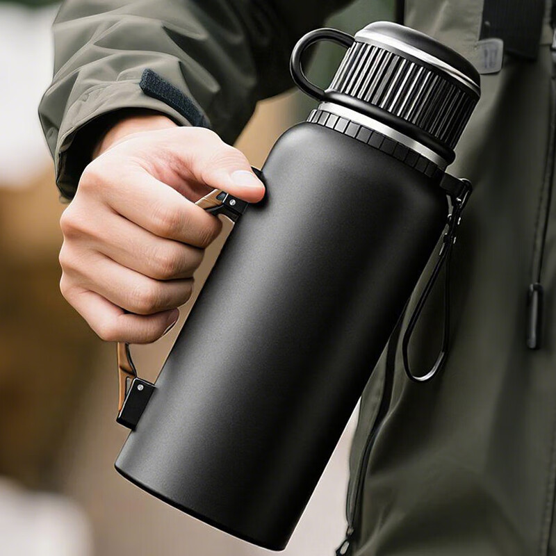 SZTAA保温杯大容量男女茶水分离316不锈钢水杯便携车载泡茶杯喝水杯盖 儒雅黑【茶滤+把手】800ml