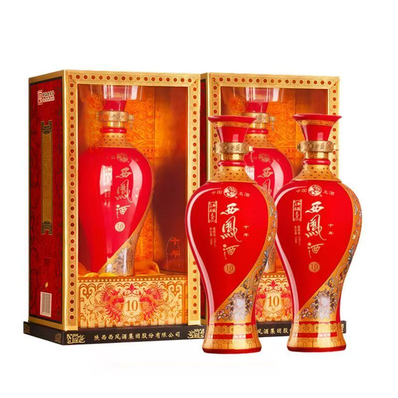 西凤酒10年45度2013年产凤香型纯粮食白酒婚宴送礼盒装白酒两瓶装 45度 500mL 2瓶 2013年原厂西凤酒10年天子