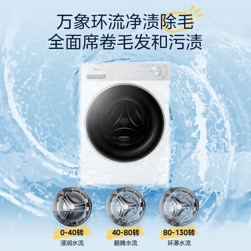 美的（Midea）滚筒洗衣机全自动 10公斤家用 纯平自由嵌入精华洗 智能投放 快净2.0科技  除菌除螨洗衣机  白色1.28洗净比L1PRO可烘干