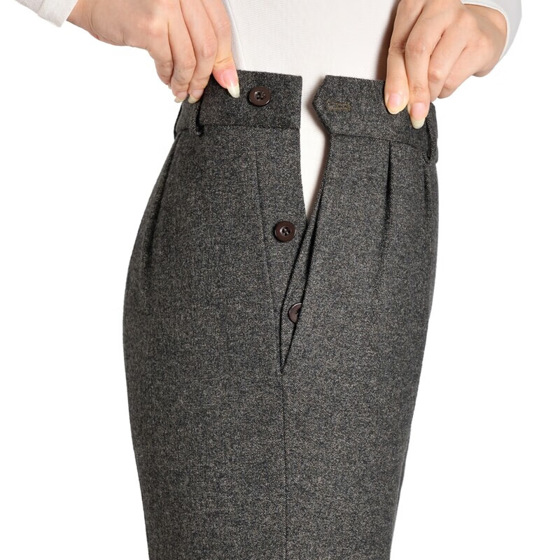 伊玟格格秋冬款旁开扣女裤弹力妈妈锥形裤高腰中年女西裤休闲百搭毛呢长裤 深棕色 旁开扣秋冬款 5XL 2尺9腰围 35码 160斤以下穿 京东折扣/优惠券