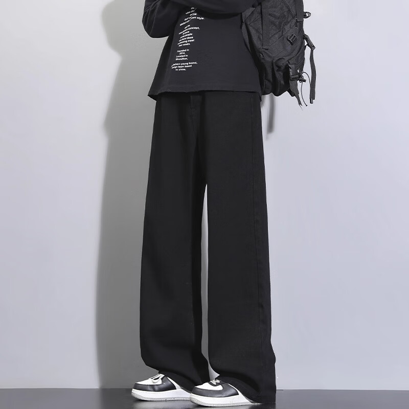 啄木鸟牛仔裤男夏季薄款潮流宽松直筒裤子男美式高街学生百搭阔腿休闲裤 怀旧蓝常规 XL 建议130-150斤