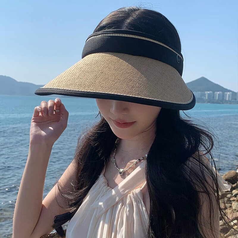 达芬奇密码 女遮阳帽户外防晒太阳帽 米色