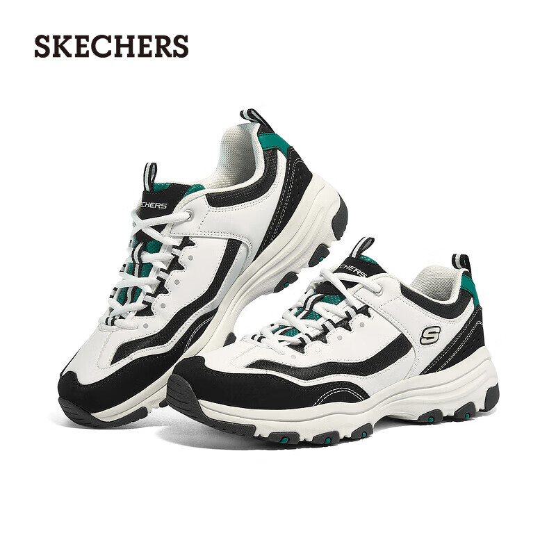 斯凯奇(Skechers)男鞋复古街头老爹鞋复古系带户外休闲运动鞋8790091 白色/黑色/WBK 41.5