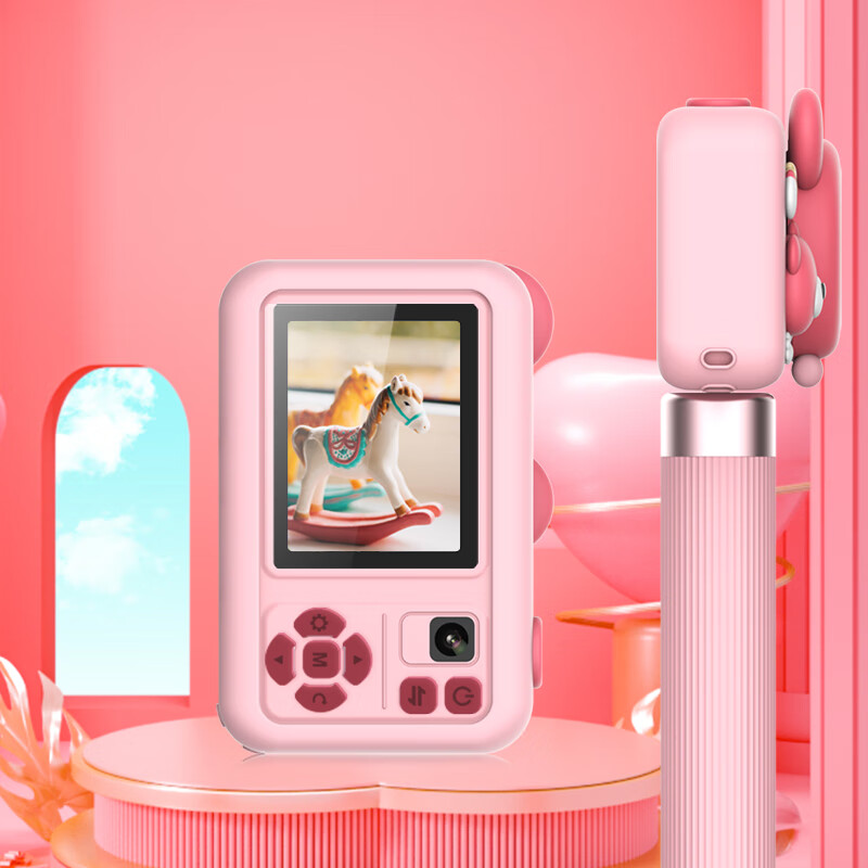 巧智高清双摄儿童卡通照相机学生党校园mini相机旅游便携高清相机 棕色 标配【含32G内存卡】
