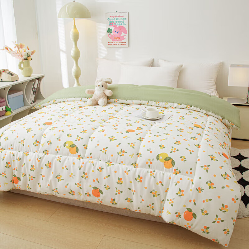 【69.9包邮】软贝 秋冬A类羽丝棉加厚冬被约5斤 柠檬200x230cm