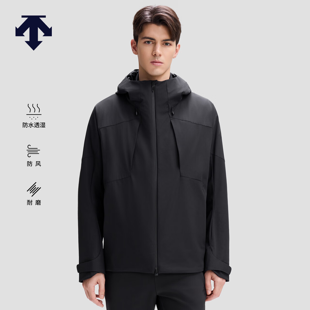 迪桑特（DESCENTE）SKI STYLE抓绒内胆防风防水透湿男士三合一两件套 BK-黑色 L (175/96A)