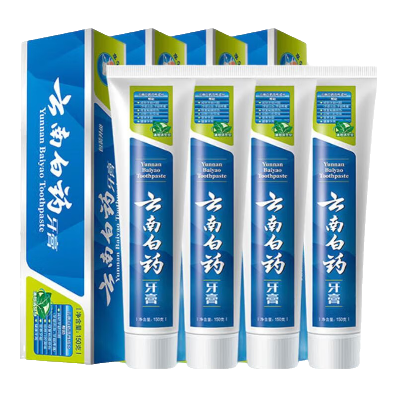 云南白药牙膏清新口气牙龈护理减少牙垢减轻牙龈问题 薄荷清爽型套装组合 【护龈清新】 150g*4支 +45g*2