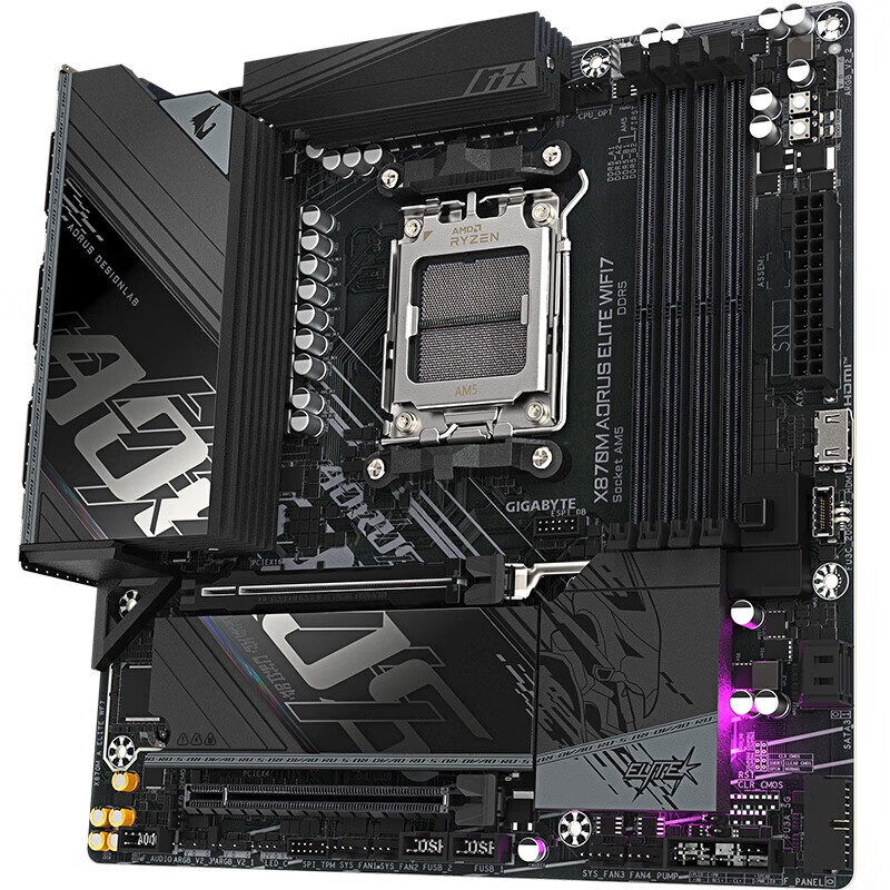 技嘉(GIGABYTE)AMD X870 AORUS超级雕/小雕/冰雕支持AMD9000系列 AM5处理器锐龙 9900X 9950X台式机电脑主板 小雕X870M AORUS ELITE WIFI7