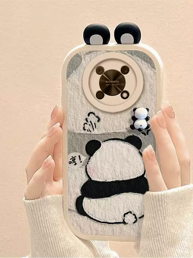 中掌柜适用于华为智选nzone50pro手机壳NZONE50Pro保护套SP210女新款nozne50pro全包防摔HUAWEI小羊皮立 TP259立体背影熊猫+黑白耳朵+黑 华为智选NZONE50Pro