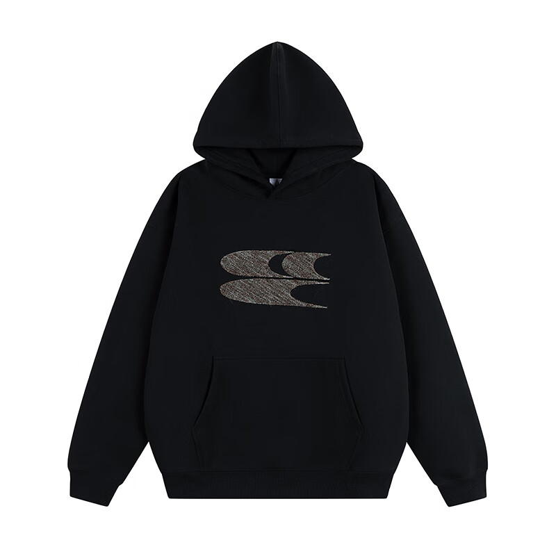 Crying center 哭喊中心 秋冬logo刺绣经典低饱和连帽加绒卫衣 星空黑 S