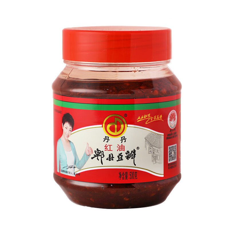 丹丹紅油郫縣豆瓣醬10kg商用桶裝批發(fā)家用廚房調味品調料佐料燒魚(yú) 丹丹紅油豆瓣500g