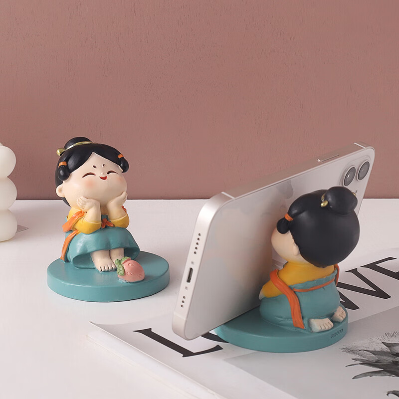 如果西安文创纪念品创意国风手机架实用桌面办公室摆件伴手礼新年礼物 唐仕女手机架全套2个