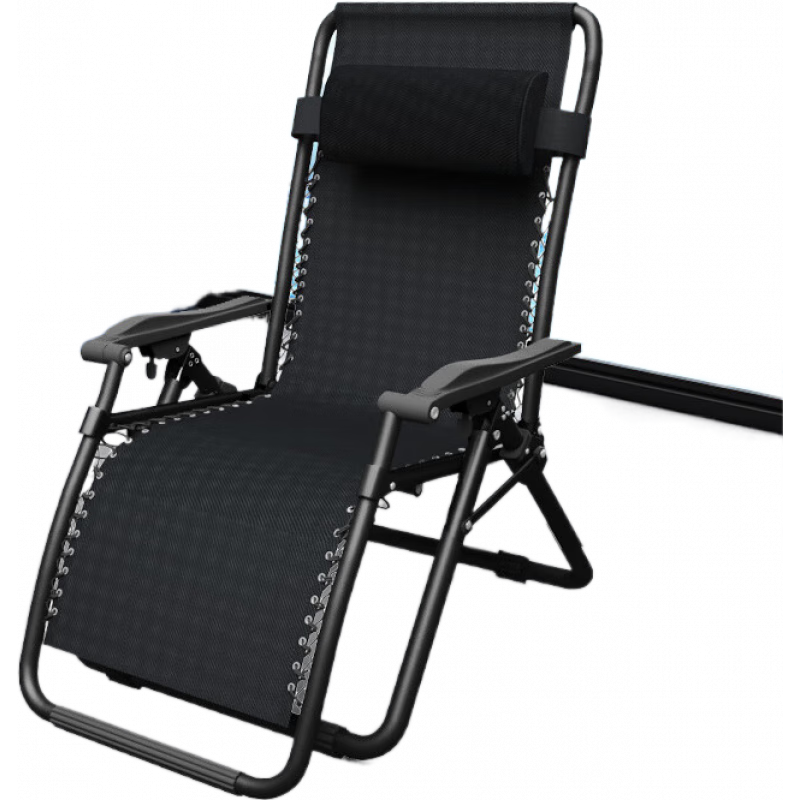 午憩寶躺椅折疊午休辦公室午睡床靠背椅懶人家用陽臺(tái)休閑沙灘椅子 加固加粗圓管全黑