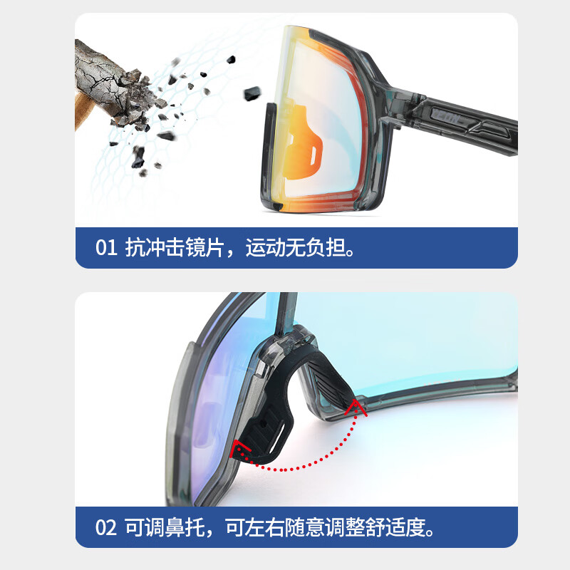 YEON骑行眼镜日夜两用全天候感光变色防紫外线护目太阳镜可选偏光 黑色镜框+偏光灰镜片(赠夜视片) YEON骑行眼镜日夜两用全天候感光变色防紫外线护目太阳镜可选偏光 黑色镜框+偏光灰镜片(赠夜视片)