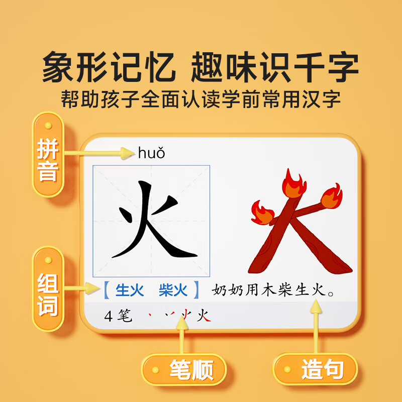 【时光学】幼儿象形识字1600字 早教启蒙幼小衔接语文早教书学前班大班儿童2-8岁幼儿识字象形1600
