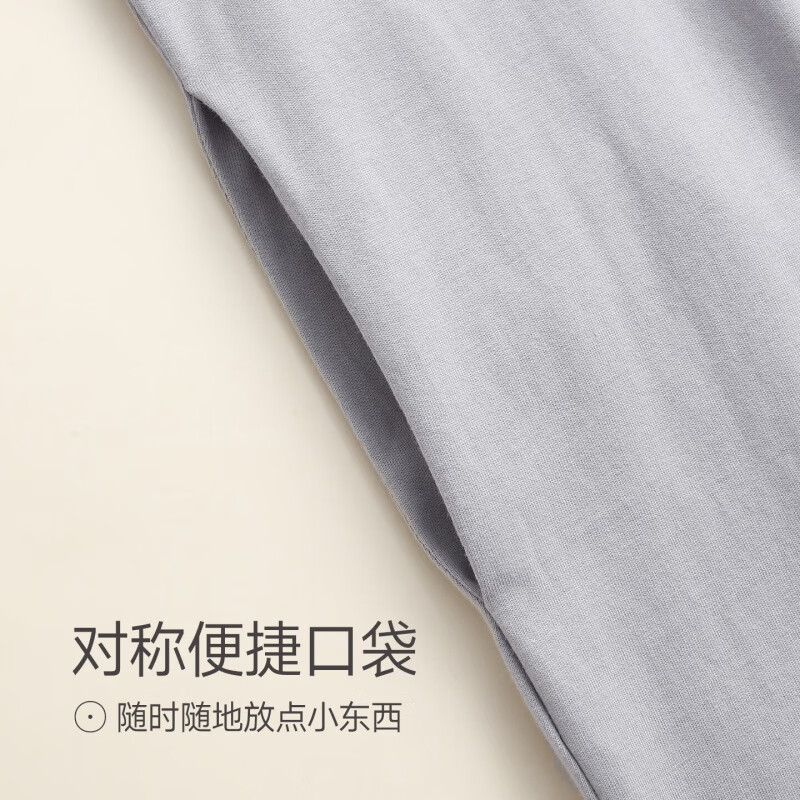 芬腾睡裙女士春秋季纯棉长袖睡衣裙简约女款大码全棉家居服连衣裙 FX26931548灰兰 L 建议110-125斤