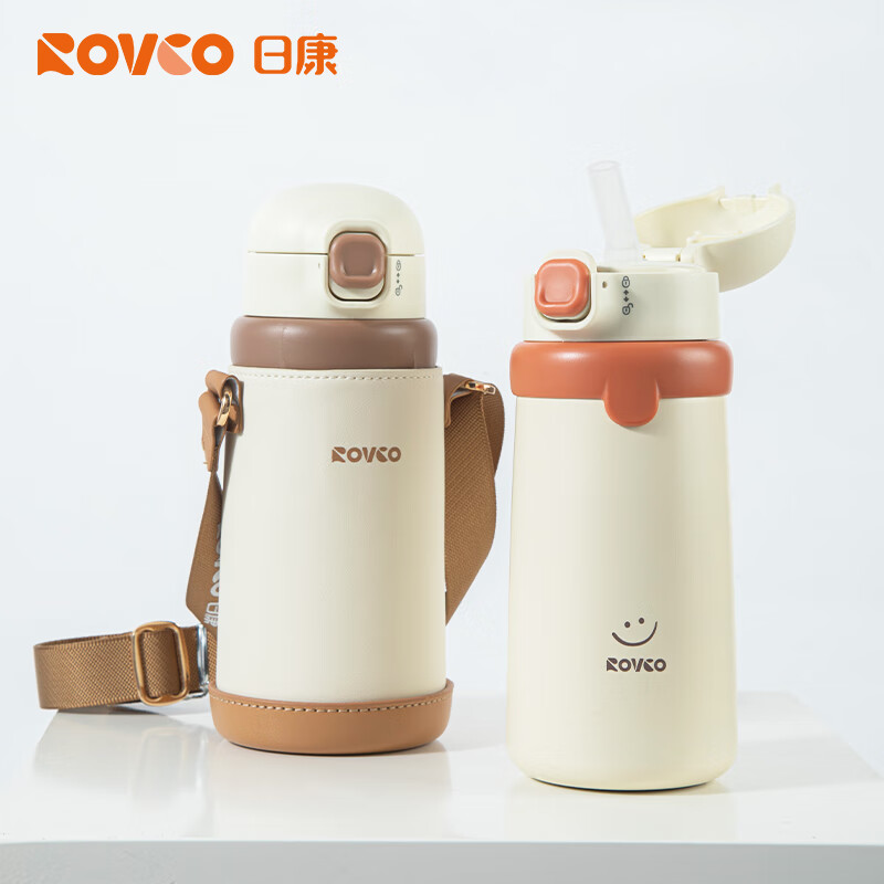 日康（rikang）保温杯 儿童水杯316L不锈钢宝宝水杯男女学生水杯 【新品上市 】316L不锈钢 咖啡B4024 500ml